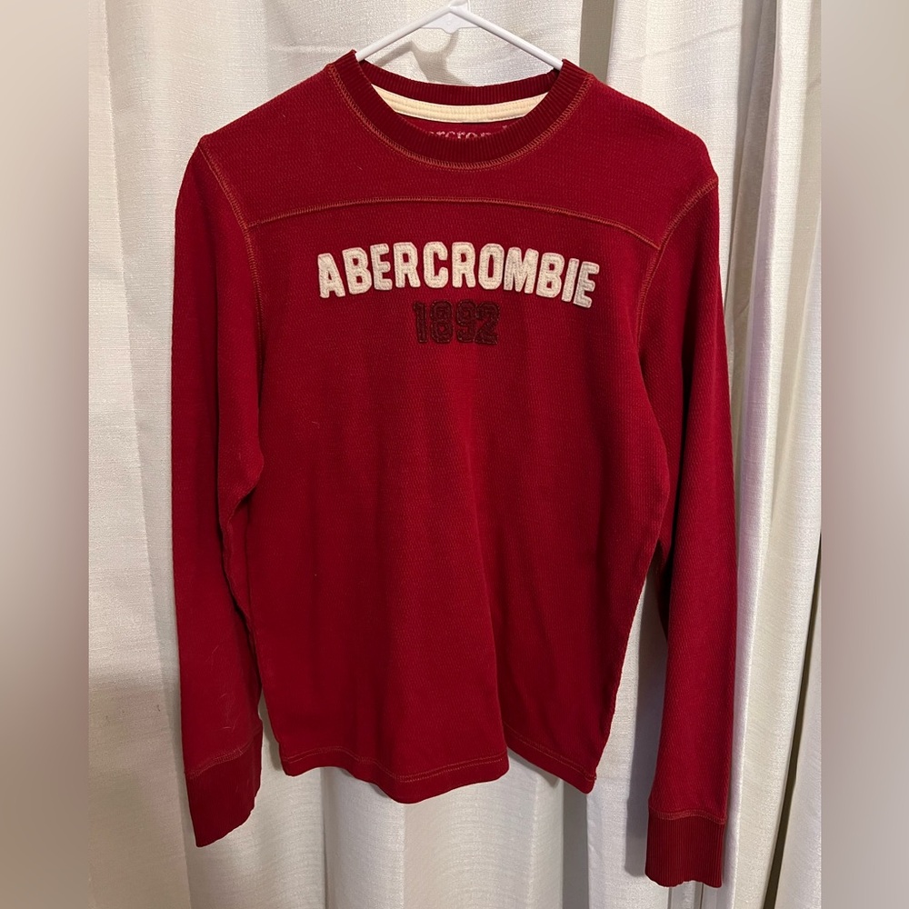 Abercrombie & Fitch Red Crewneck Sweatshirt with White Logo